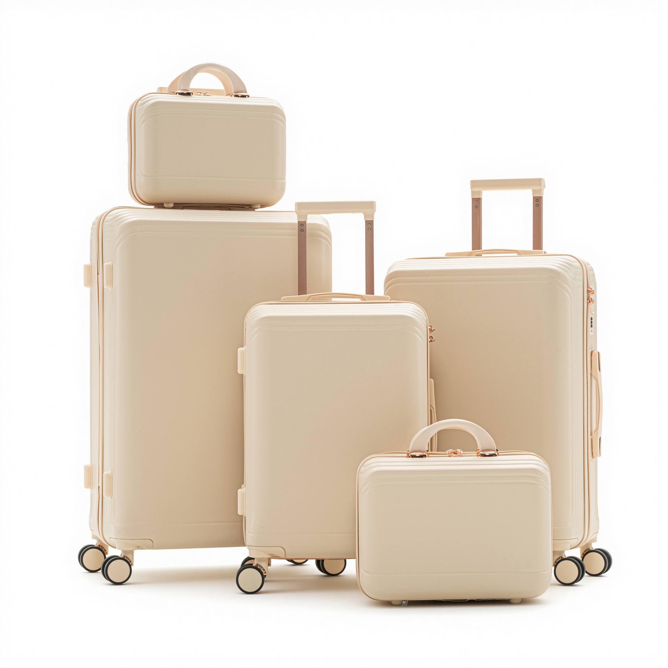 Minimalistyczny 5-częściowy zestaw bagaży Hardshell z ABS Minimalistyczny 5-częściowy zestaw bagaży Hardshell z ABS